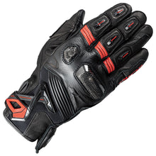 Load image into Gallery viewer, RAPTOR LEATHER  GLOVE BLACK/BLACK/RED RST441
